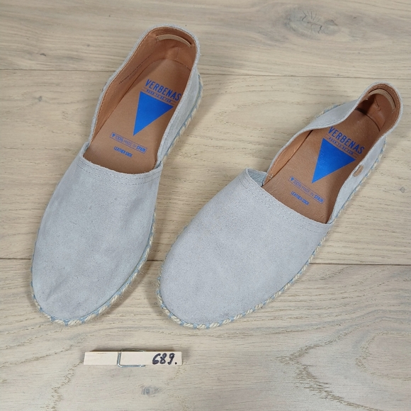 Verbenas Carmen Light Gray Leather Espadrille Slip-On Flat Shoes 689 - Picture 13 of 13